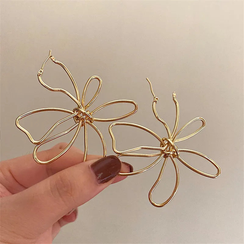 Metal Flower Earrings Handmade