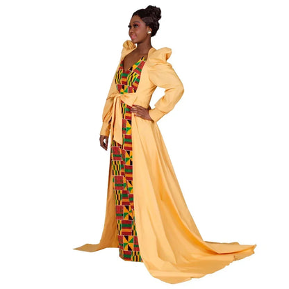Robe Ankara africaine super élégante avec un train