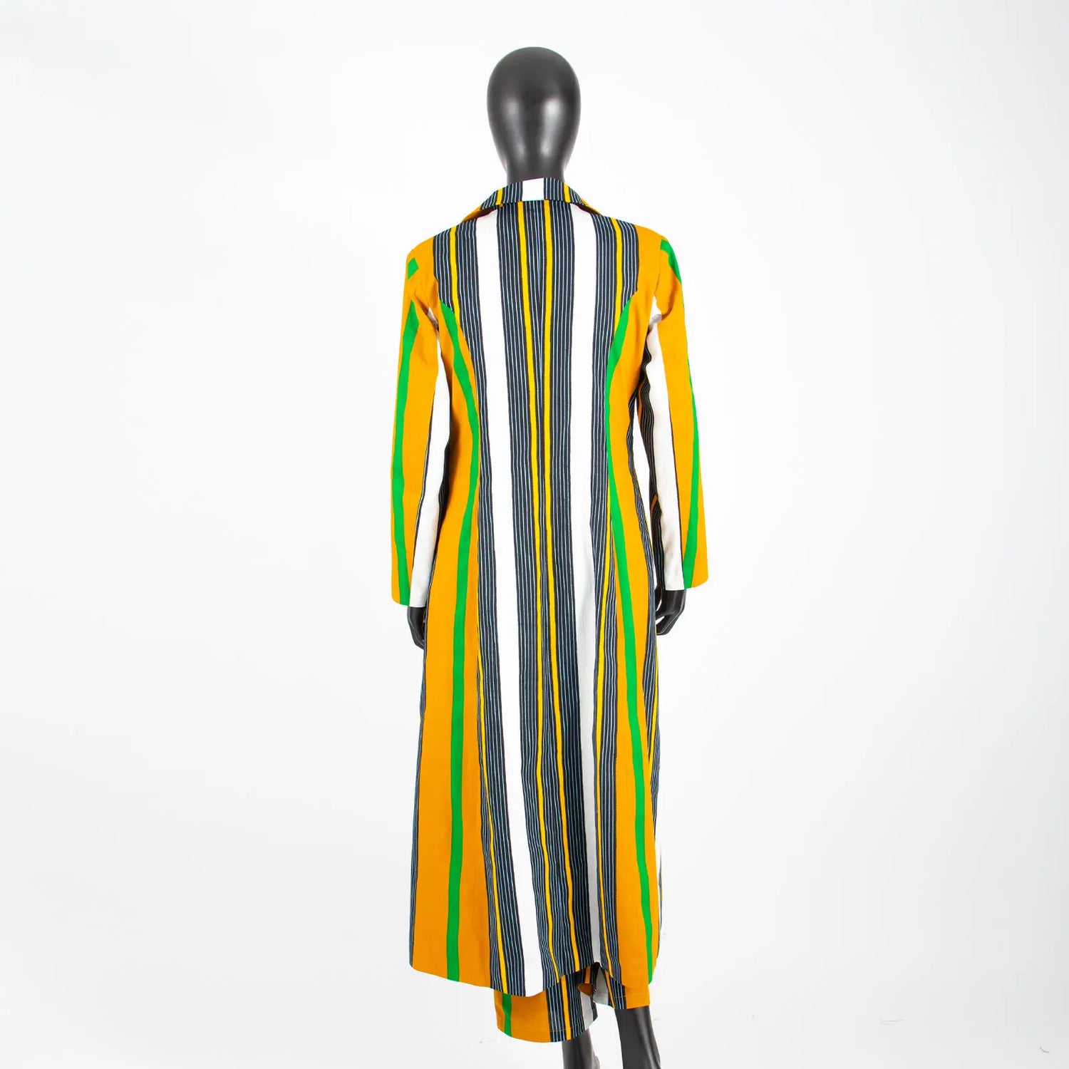 Elegant African Print Two-Piece Suit: Long Tailored Jacket &amp; Wide Leg Pants - Ankara