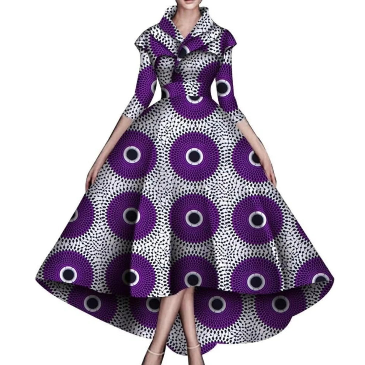 Robe maxi africaine Bazin Rich en XS à 6X