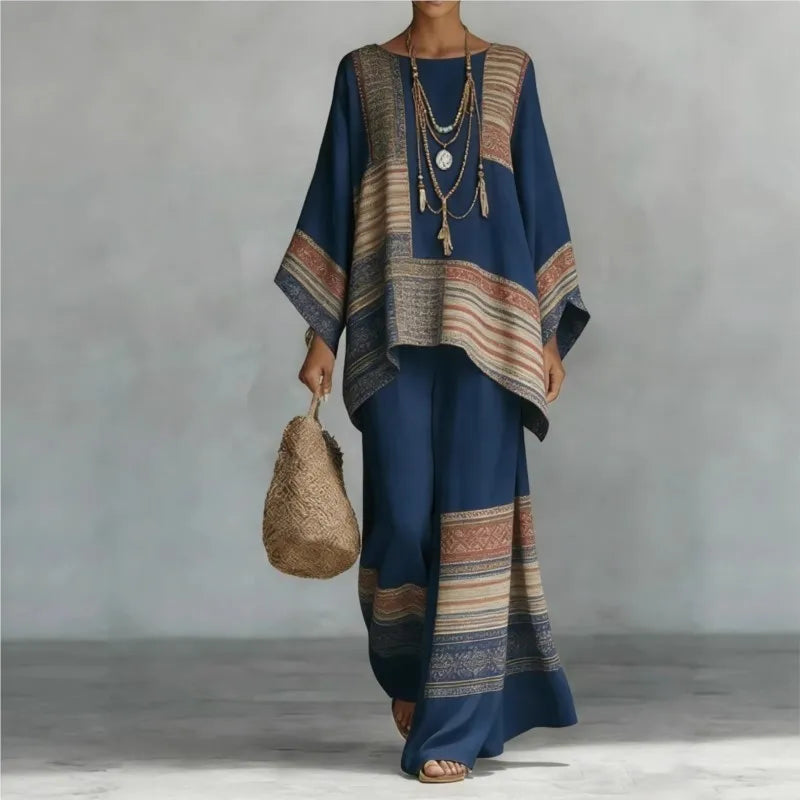 Nomad Two-Piece Set – Oversized Kaftan Top Wide-Leg Trousers