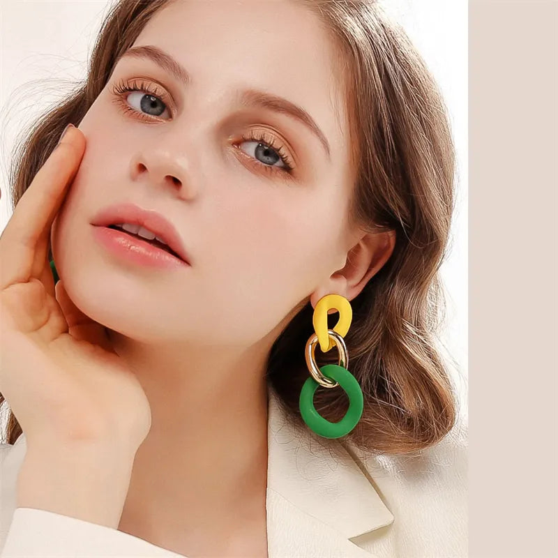 Colorful Golden Party Earrings