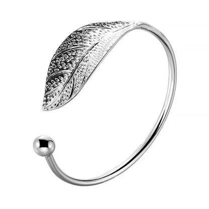Sterling Silver Adjustable Open Leaf Hair Cuff Bracelet