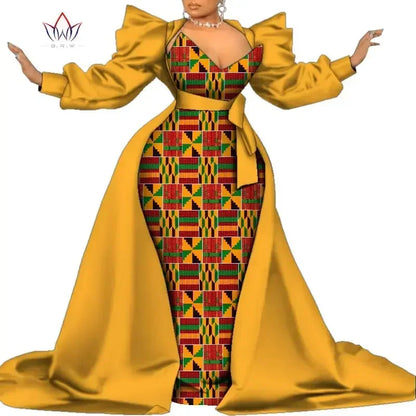 Robe Ankara africaine super élégante avec un train