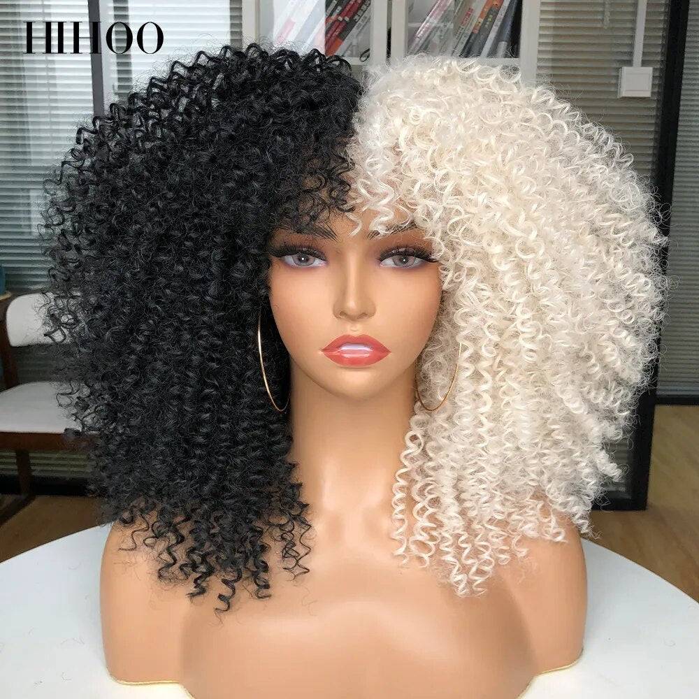 Afro Kinky Curly Wig With Bangs For Black Women 16