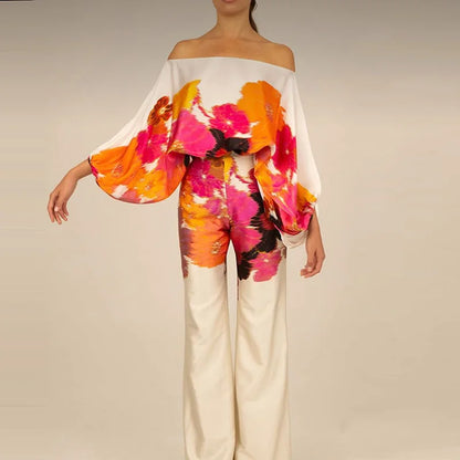 Elegant Off-Shoulder Pants Set Outfit for women