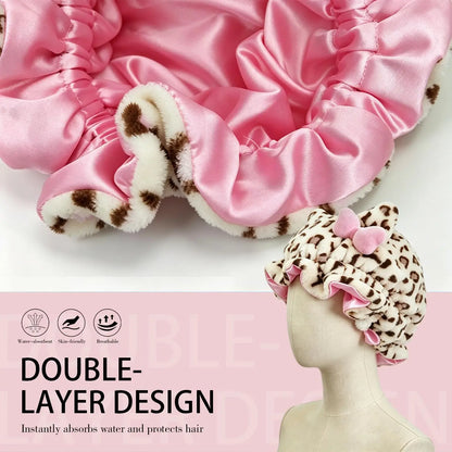 Satin Lined Luxe Leopard Print Plush Hair Bonnet