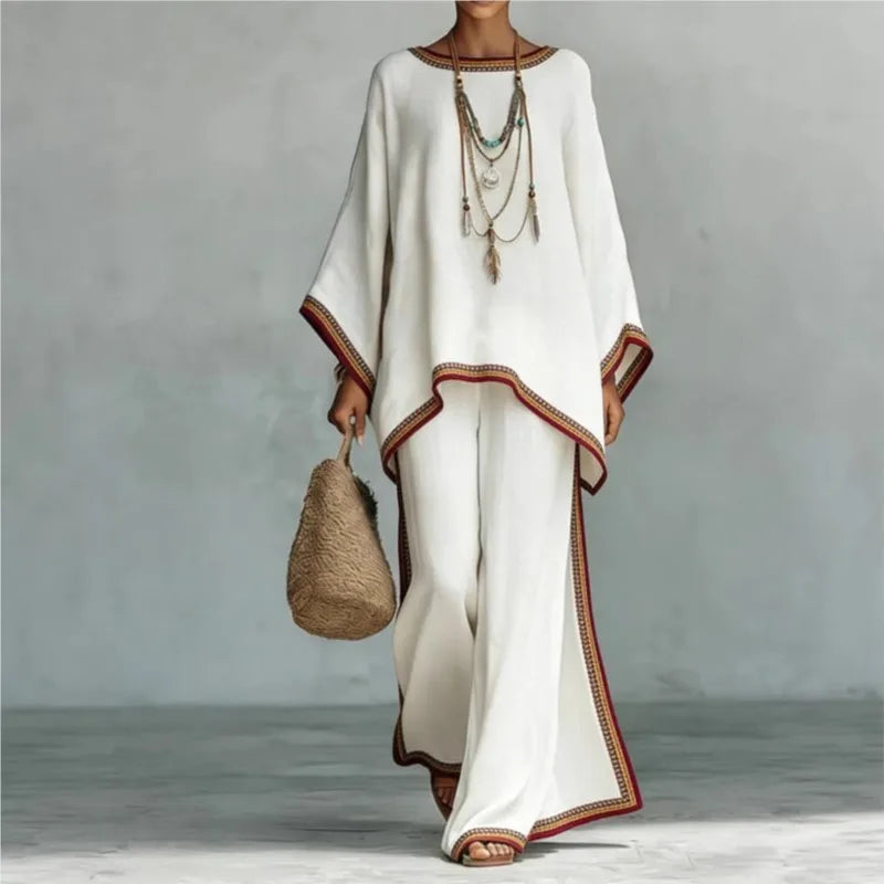 Nomad Two-Piece Set – Oversized Kaftan Top Wide-Leg Trousers