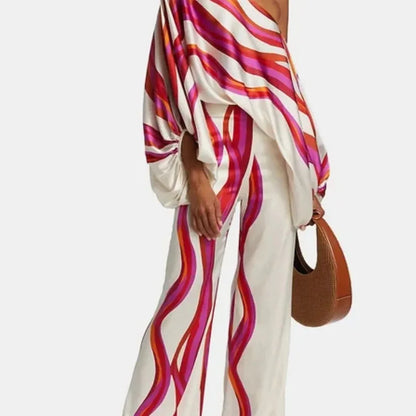 Elegant Off-Shoulder Pants Set Outfit for women