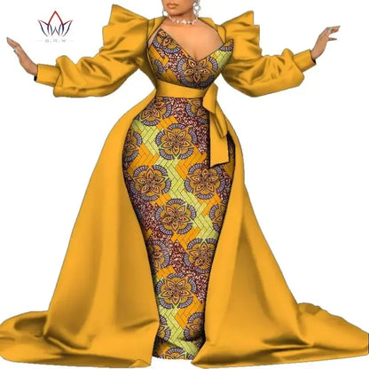 Robe Ankara africaine super élégante avec un train