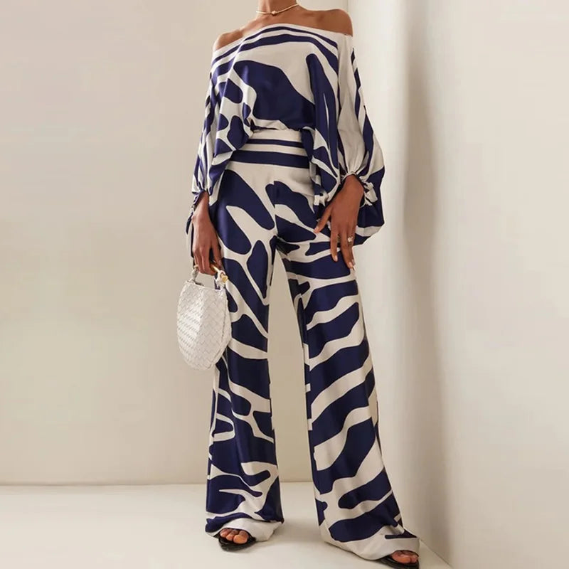 Elegant Off-Shoulder Pants Set Outfit for women
