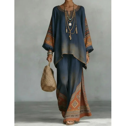 Nomad Two-Piece Set – Oversized Kaftan Top Wide-Leg Trousers