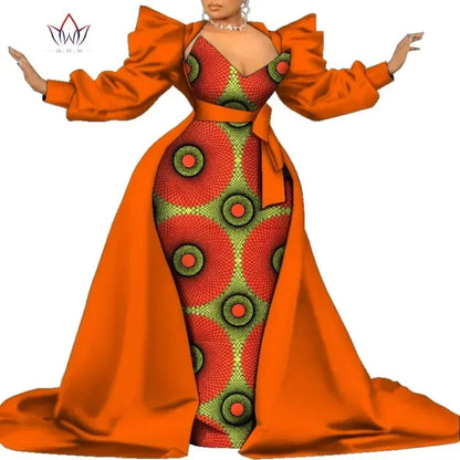 Robe Ankara africaine super élégante avec un train