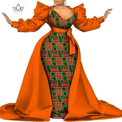 Robe Ankara africaine super élégante avec un train