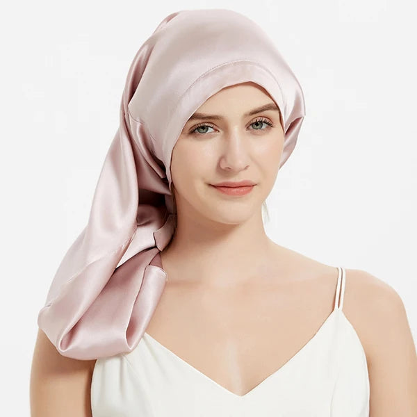 100% Mulberry Silk Sleep Bonnet for Long Hair