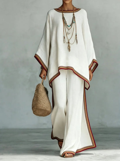 Nomad Two-Piece Set – Oversized Kaftan Top Wide-Leg Trousers