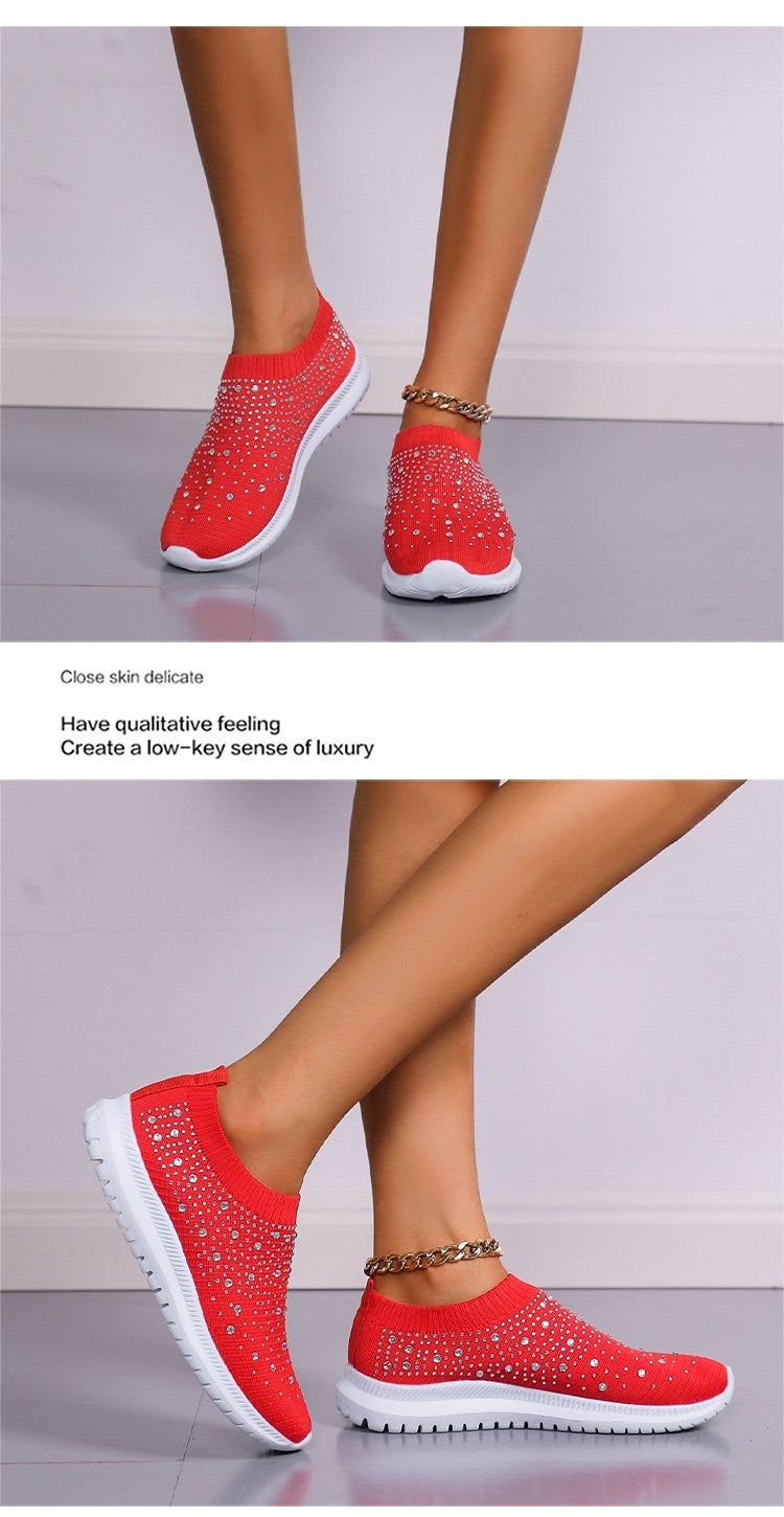 Coolest Most Comfortable Breathable Slip-on Sneakers with Crystal