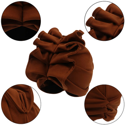Brown scrunchie with close-up details on a white background