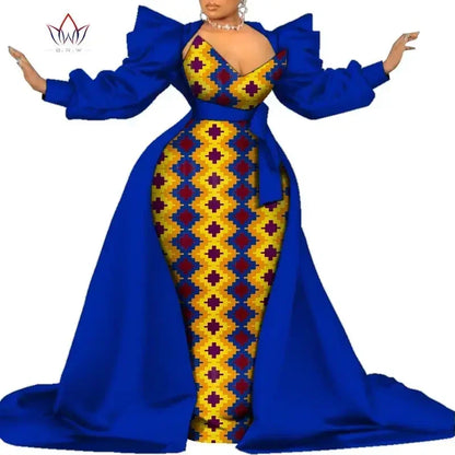 Robe Ankara africaine super élégante avec un train