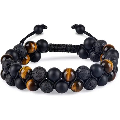 Vulcanic stone double beaded Hair Tie - Bracelet