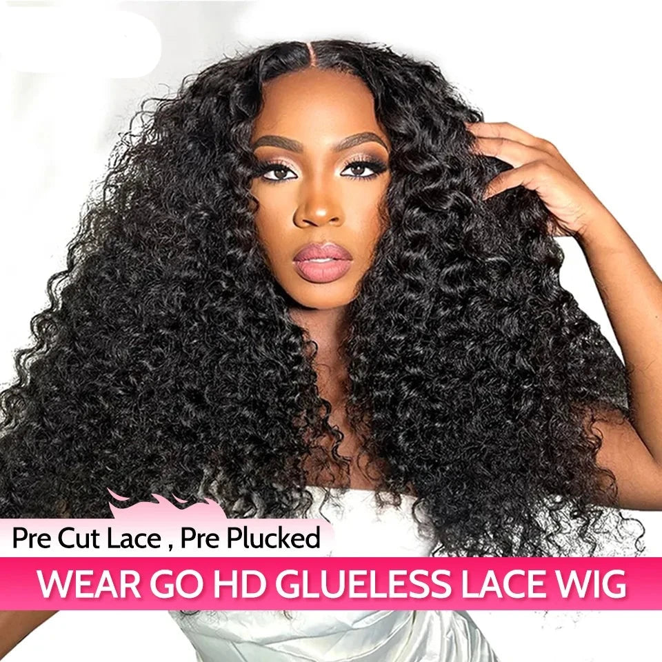 Kinky Curly HD Lace Glueless Human Wig PrePlucked Hairline Wig