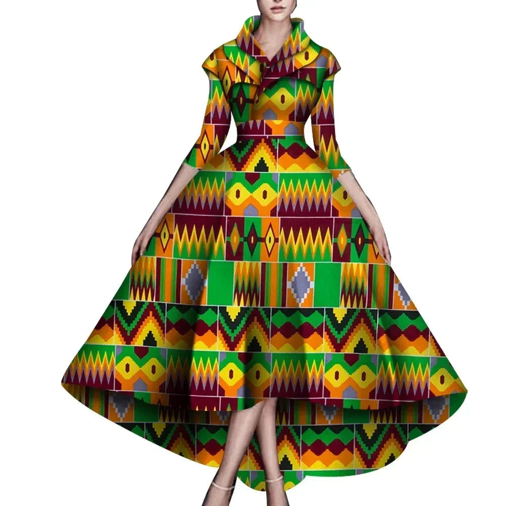 Bazin Rich African High Low dress in XS to 6X