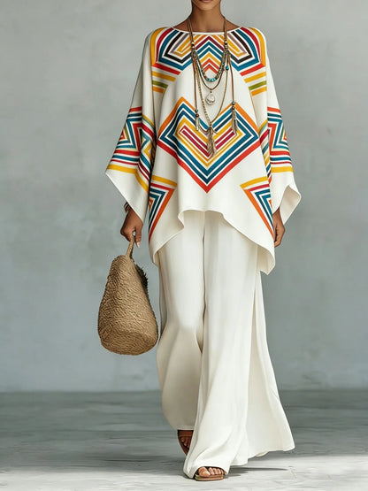 Nomad Two-Piece Set – Oversized Kaftan Top Wide-Leg Trousers