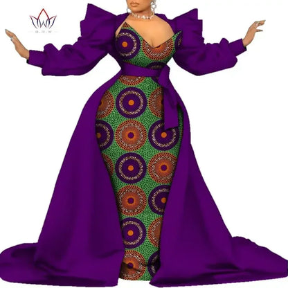 Robe Ankara africaine super élégante avec un train