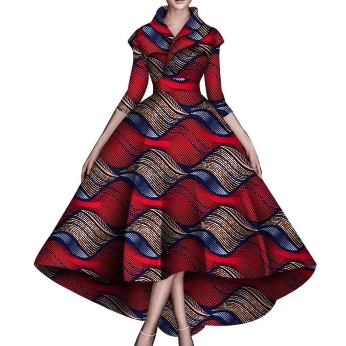 Bazin Rich African High Low dress in XS to 6X