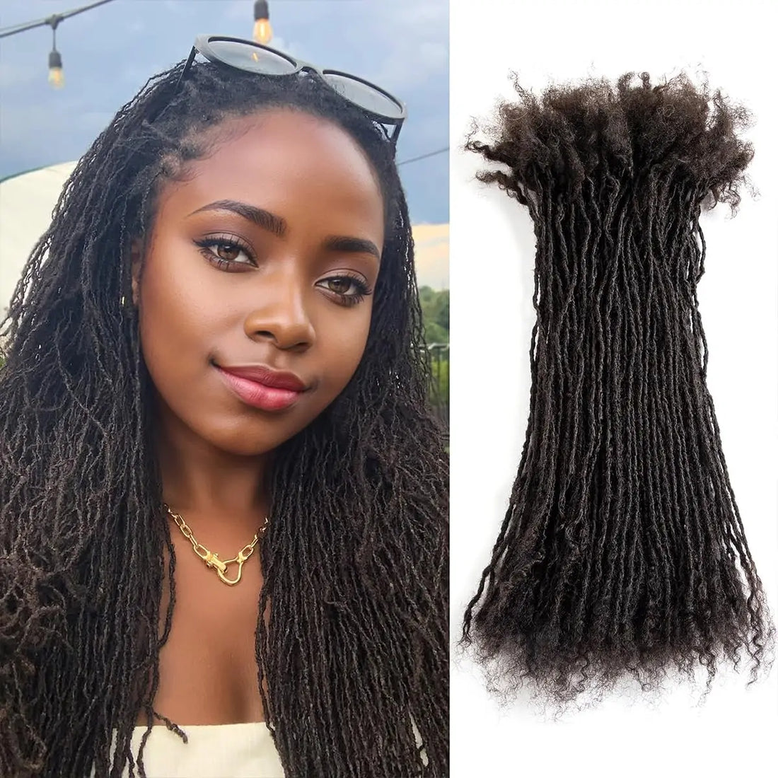 Sister Locs Permanent Human hair Extensions 8 to 18"inches