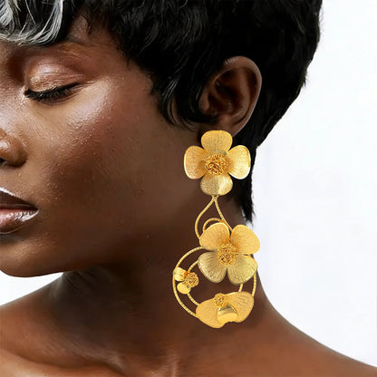 Chic Golden Flowers Earrings 18K Gold