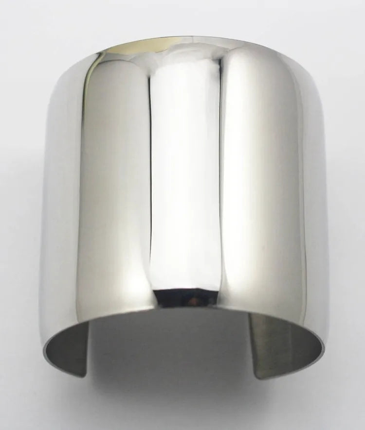 The Silver Wide 316L Stainless Steel Cuff Bracelet from the front 