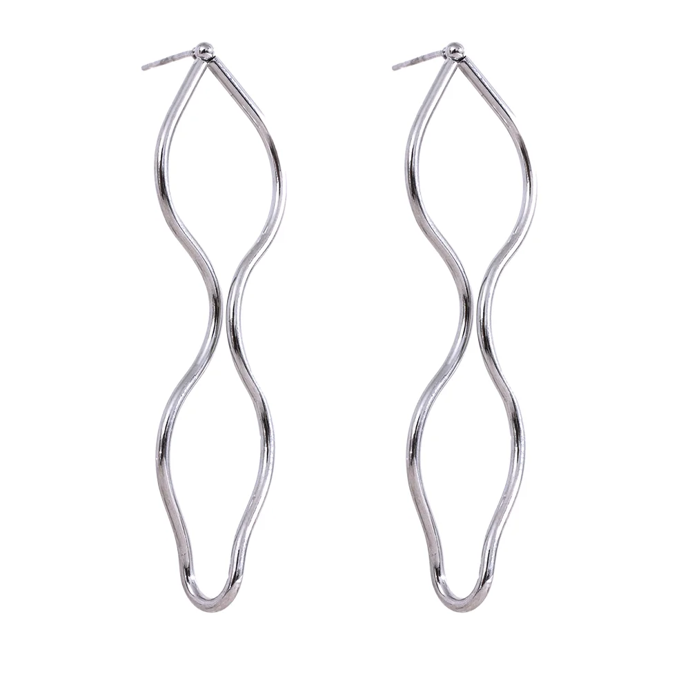 Stainless Steel Geometric Hollow Long Earrings