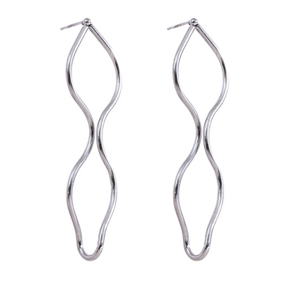 Stainless Steel Geometric Hollow Long Earrings