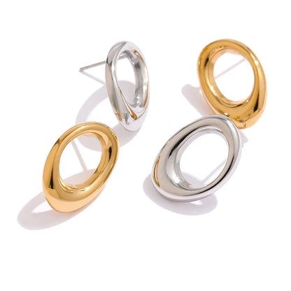  Stainless Steel Round Hollow Stud Earrings