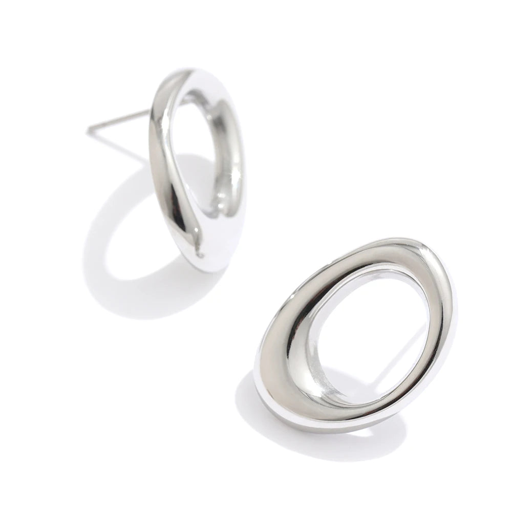  Stainless Steel Round Hollow Stud Earrings