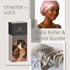 Starter Locs Care Bundle featuring scalp roller, pink silk bonnet, and silk pillowcase for hair protection and growth support.