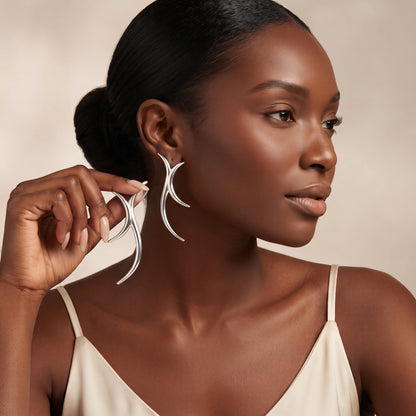 The Solstice Arc Sculptural Statement Earrings Silver