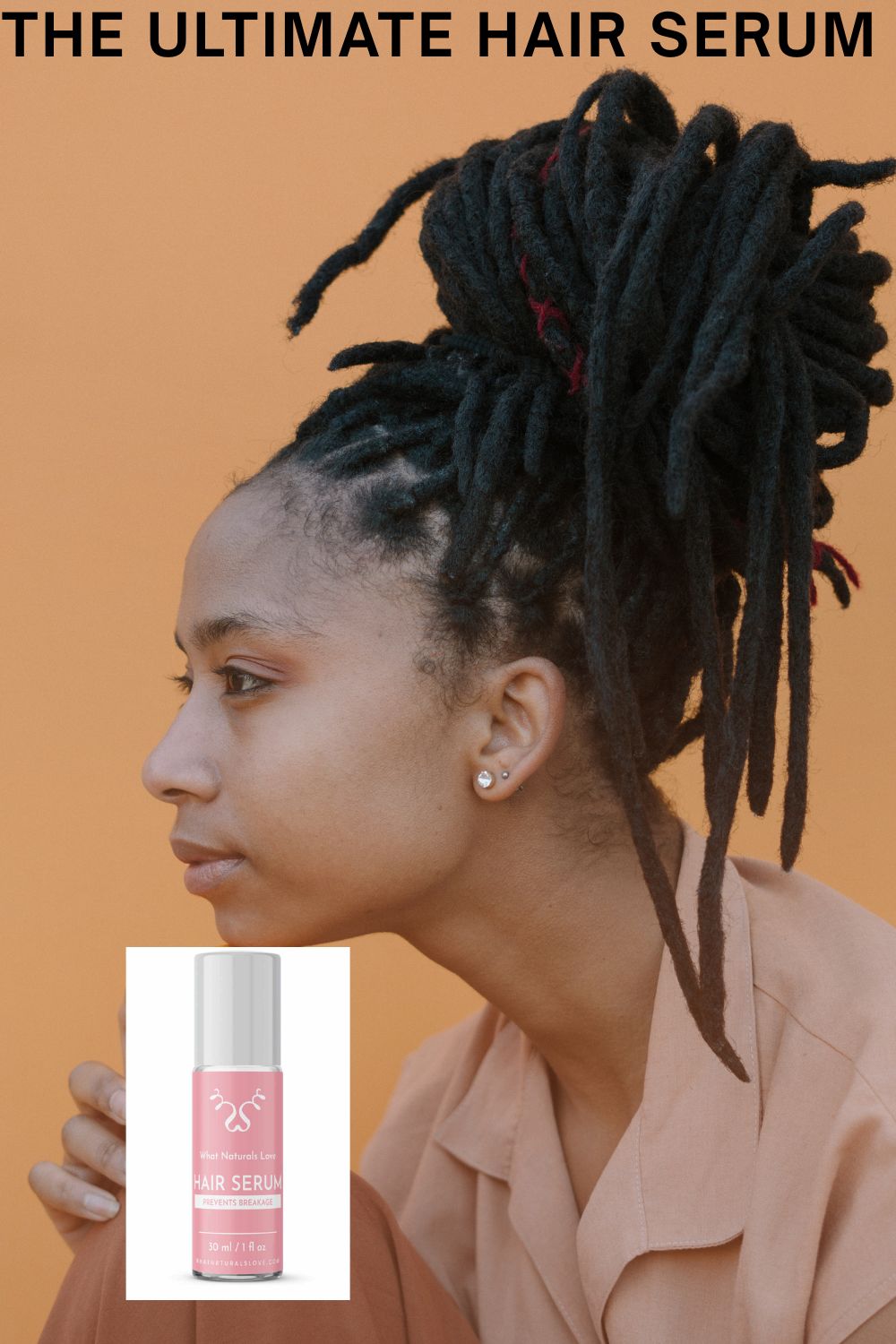 Hair serum with a woman with Locs