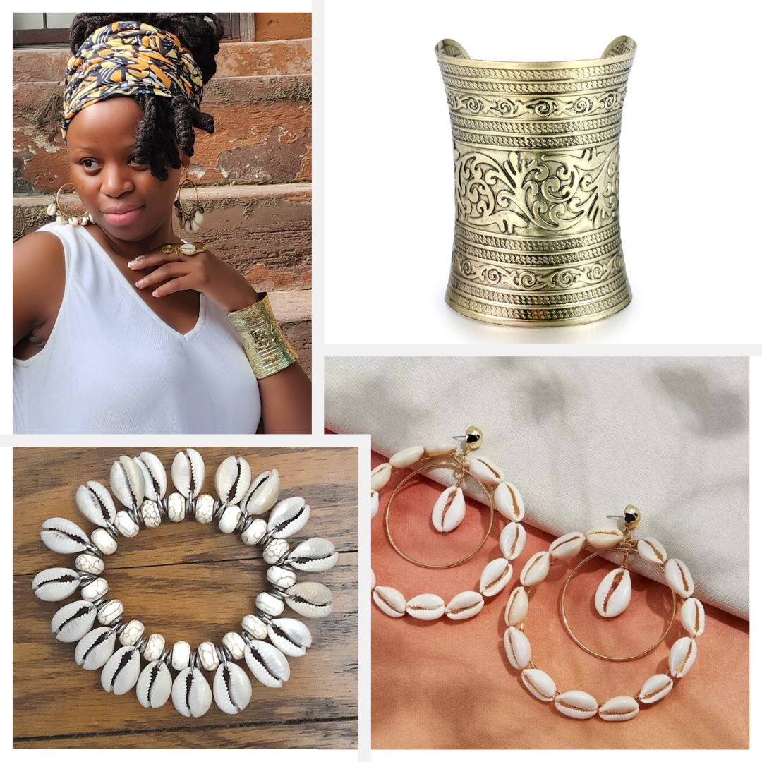 Cowrie Shell, Headwrap and Earrings for your Locs, Sisterlocks and Dreadlocks or the Magic Dress