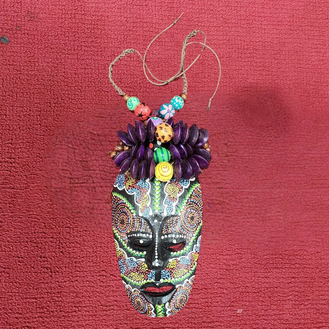 Vibrant Spirit Beaded Mask Necklace