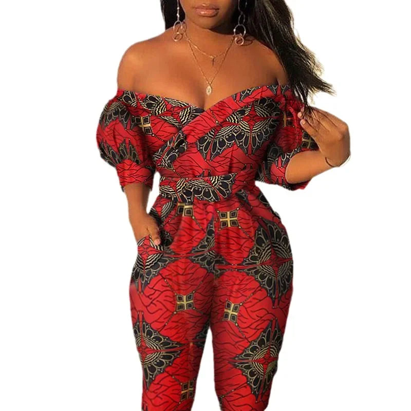 Women’s Printed One-Shoulder Overalls – New Jumpsuit