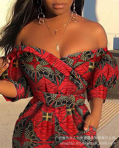 Women’s Printed One-Shoulder Overalls – New Jumpsuit