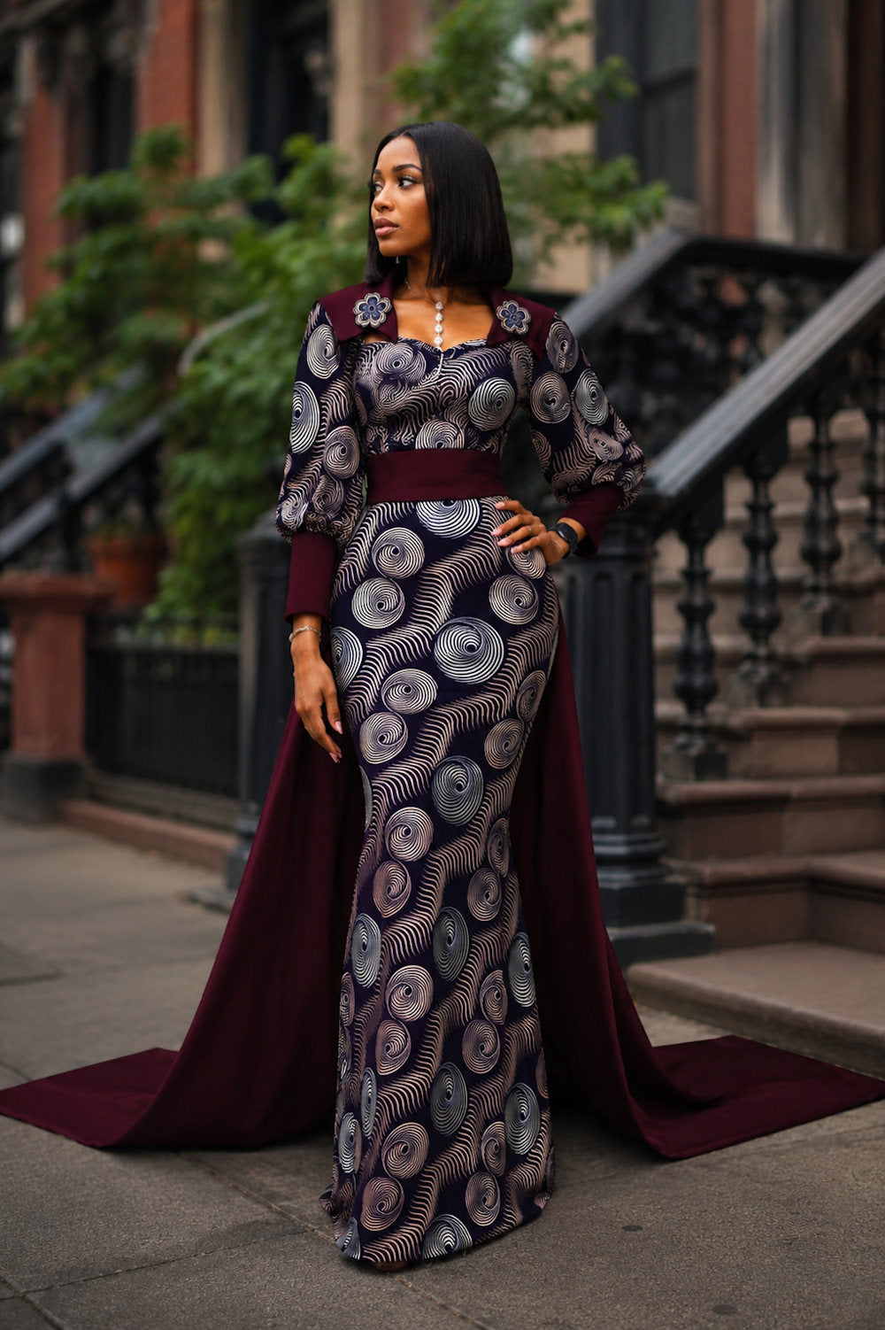 Super Elegant African Ankara Gown with a Train –