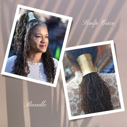 Ancient Gold Hair Cuff for long ponytails Locs, Sisterlocks, Dreadlocks and Braids