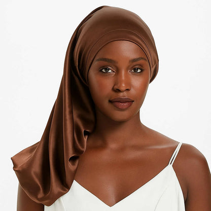 100% Mulberry Silk Sleep Bonnet for Long Hair