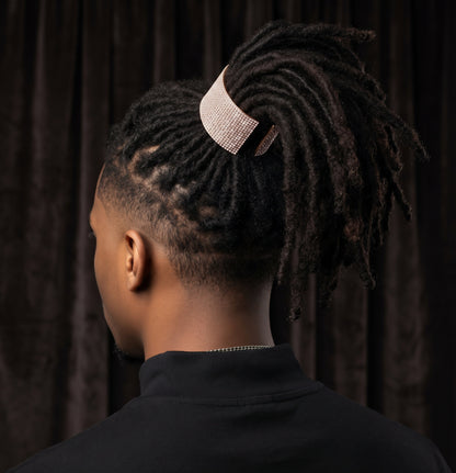 Ponytail Loc Cuff with Crystals for Men with Locs