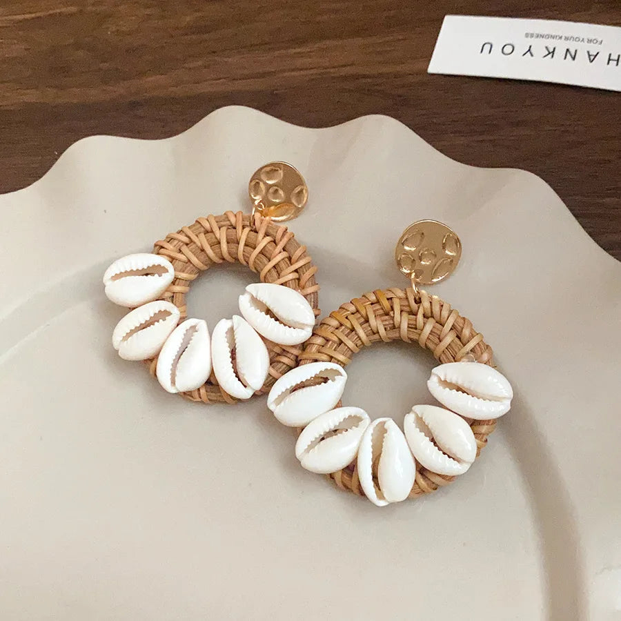 Double hoop Cowrie Shell earrings