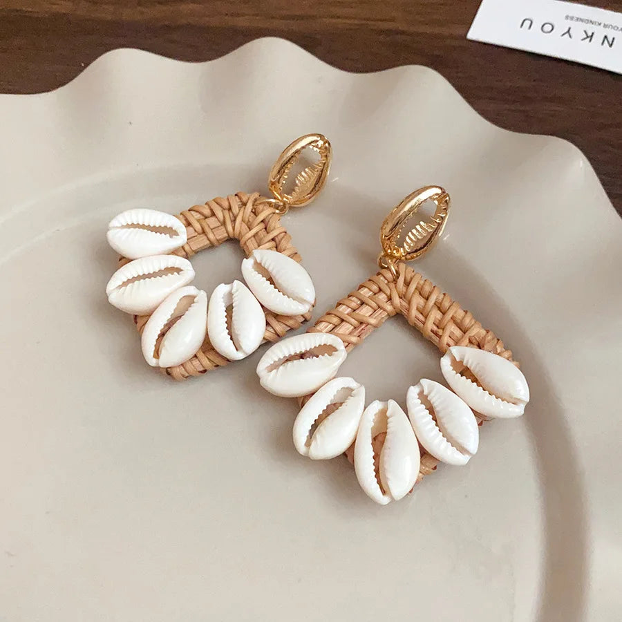 Double hoop Cowrie Shell earrings