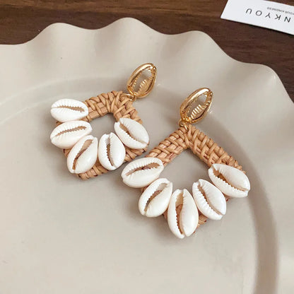 Double hoop Cowrie Shell earrings